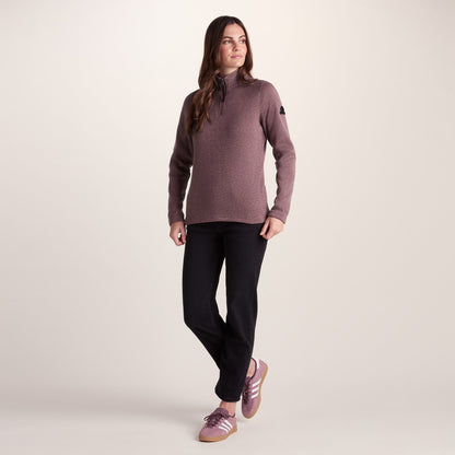 Pearson Womens Knitlook Quarter Zip Fleece - Mauve Marl