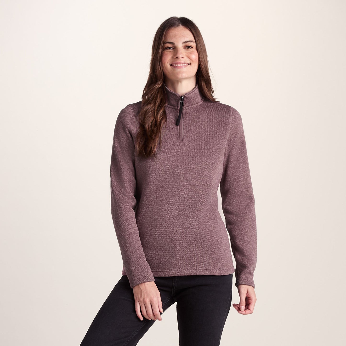 Pearson Womens Knitlook Quarter Zip Fleece - Mauve Marl