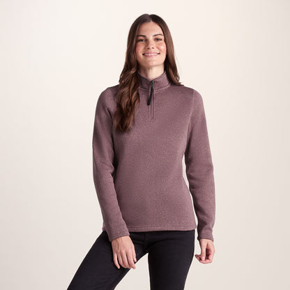 Pearson Womens Knitlook Quarter Zip Fleece - Mauve Marl