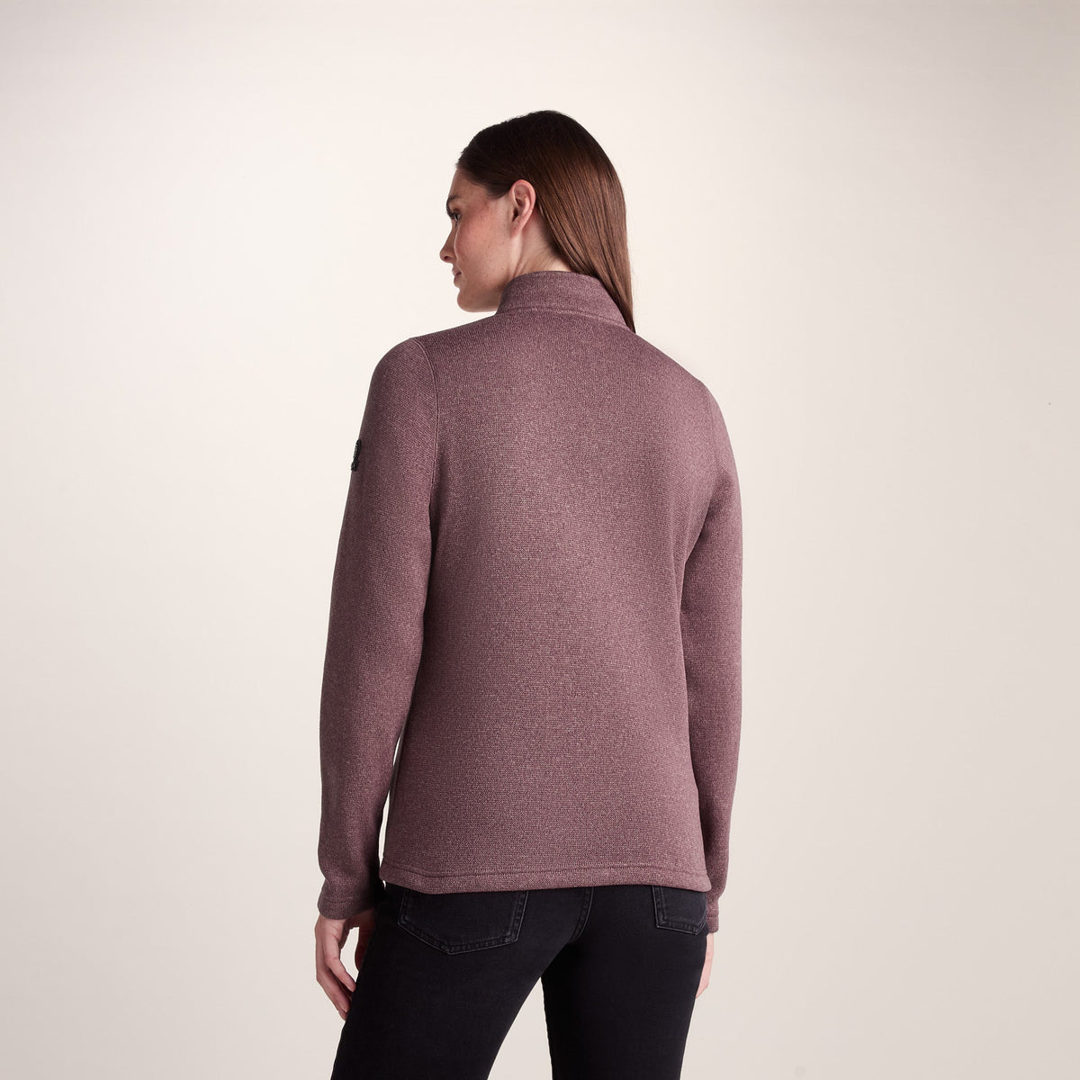 Pearson Womens Knitlook Quarter Zip Fleece - Mauve Marl