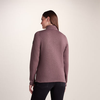 Pearson Womens Knitlook Quarter Zip Fleece - Mauve Marl