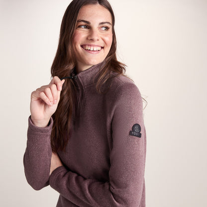 Pearson Womens Knitlook Quarter Zip Fleece - Mauve Marl