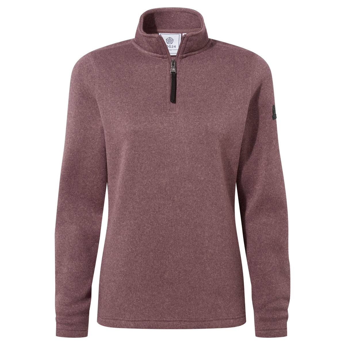 Pearson Womens Knitlook Quarter Zip Fleece - Mauve Marl