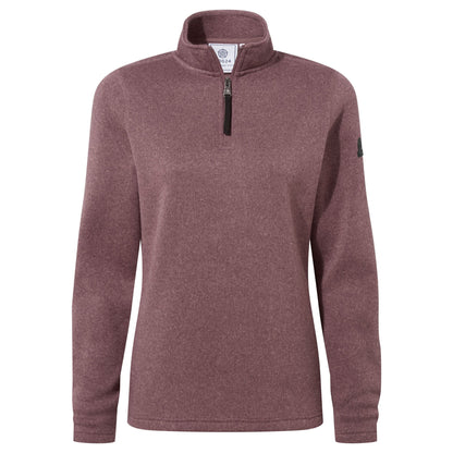 Pearson Womens Knitlook Quarter Zip Fleece - Mauve Marl