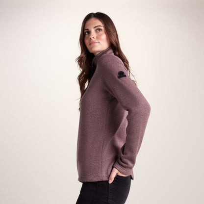 Pearson Womens Knitlook Quarter Zip Fleece - Mauve Marl