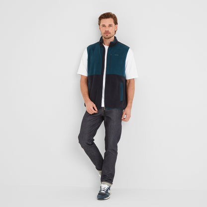 Pensford Mens Microfleece Gilet - Dark Indigo/Petrol Green