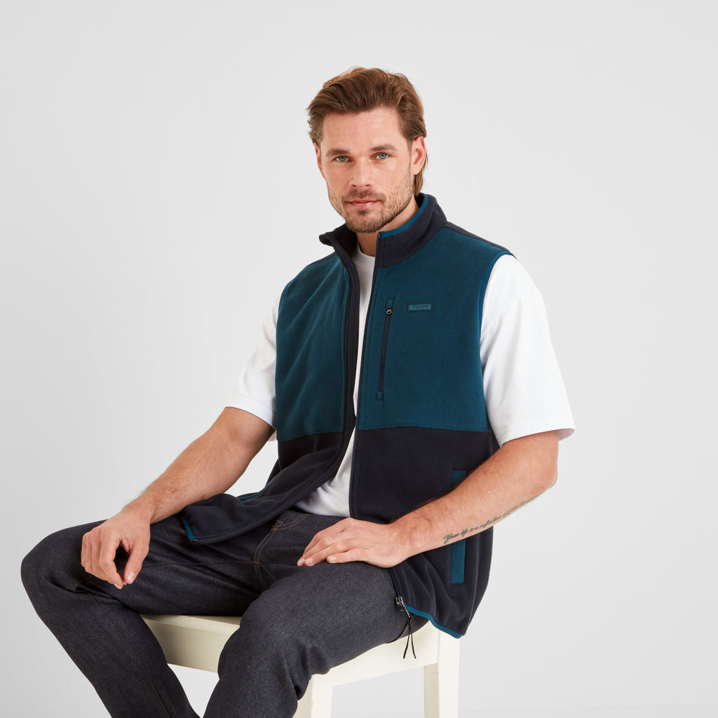 Pensford Mens Microfleece Gilet - Dark Indigo/Petrol Green