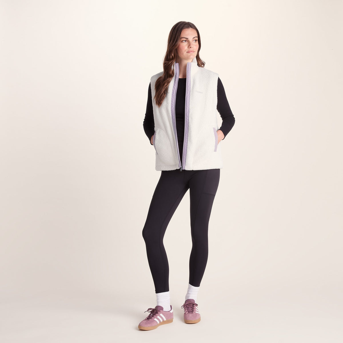 Peyton Womens Relaxed Fit Sherpa Fleece Gilet - Vanilla
