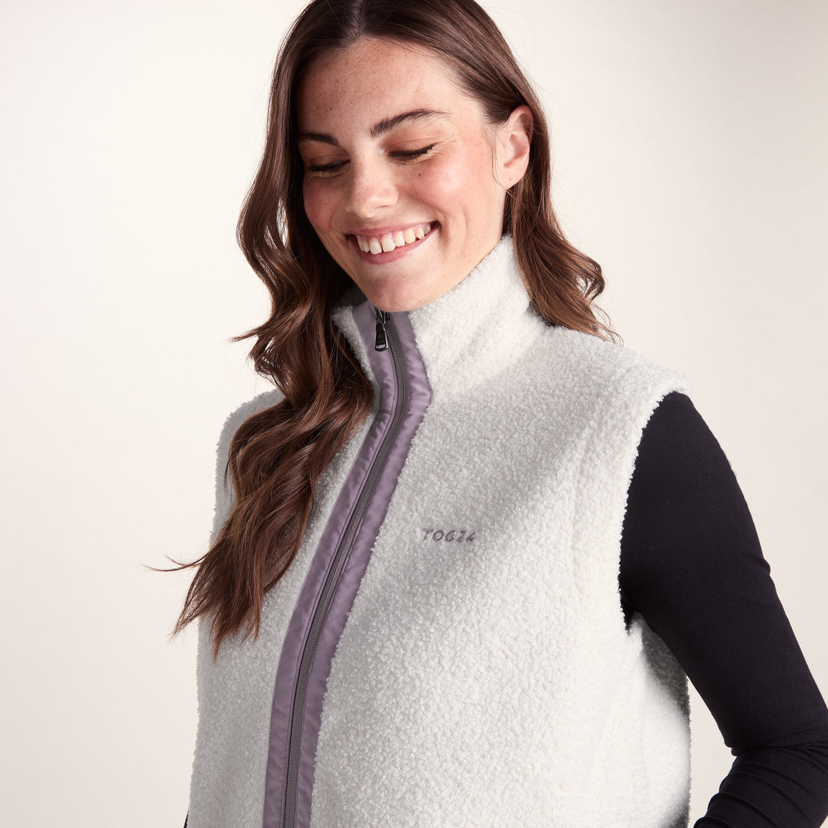 Peyton Womens Relaxed Fit Sherpa Fleece Gilet - Vanilla