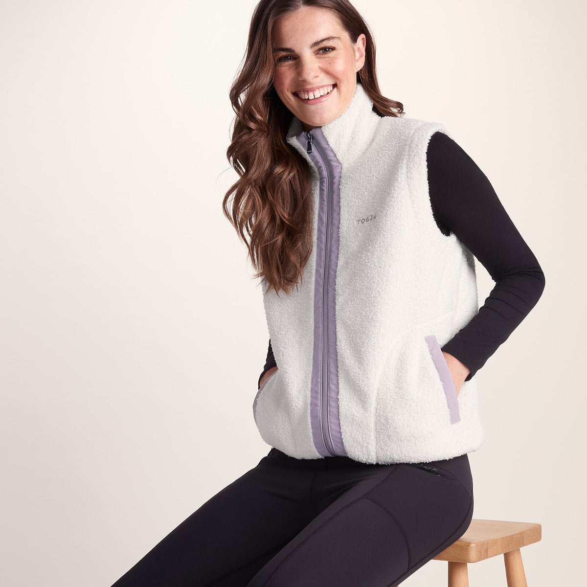 Peyton Womens Relaxed Fit Sherpa Fleece Gilet - Vanilla