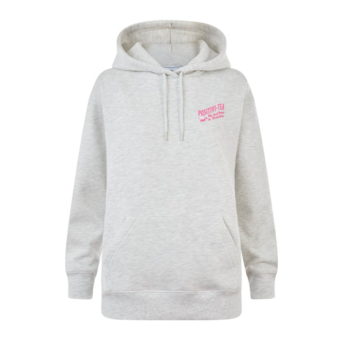 Positivity Womens Supersoft Heavyweight Graphic Print Hoodie - Ice Grey Melange