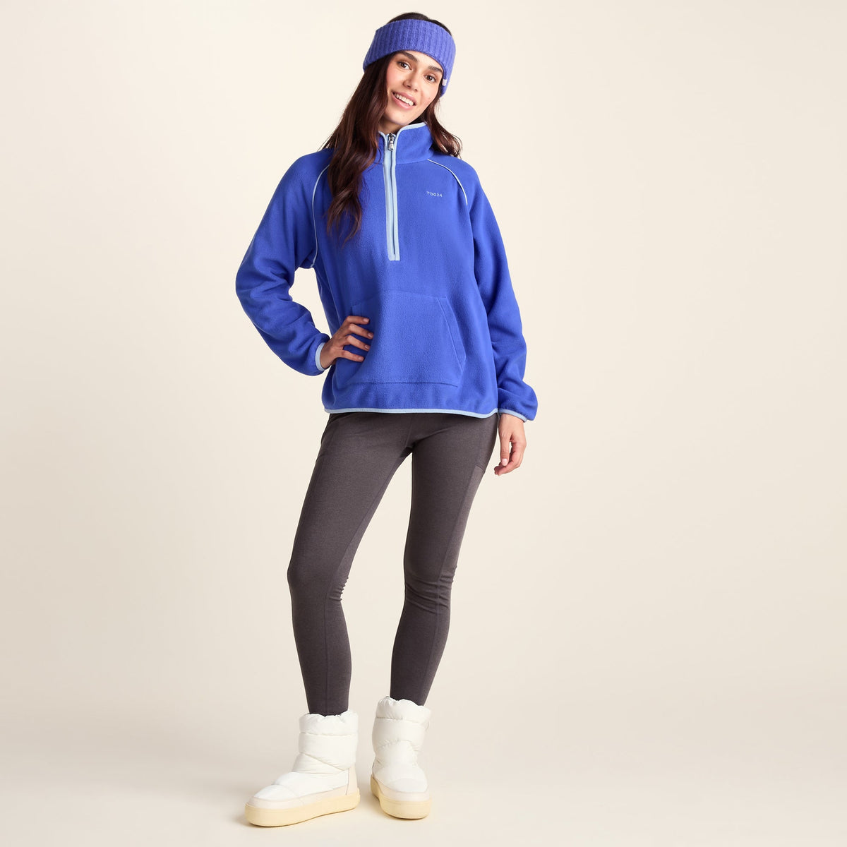 Rawson Womens Relaxed Fit Microfleece Zip Neck - Cobalt Blue