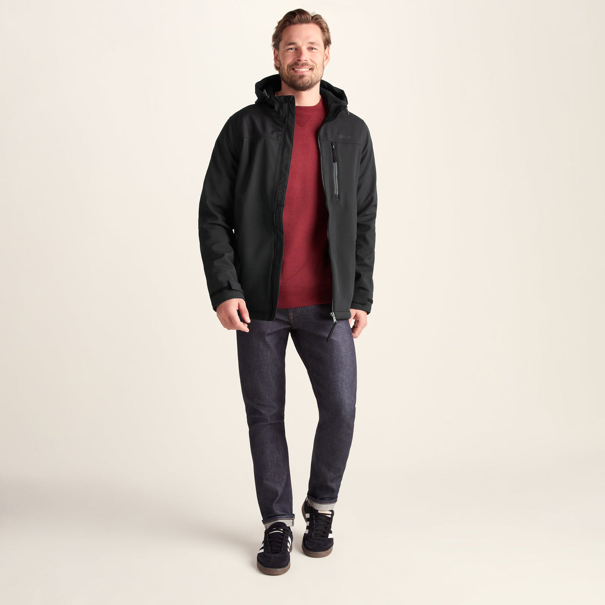 Retner Mens Waterproof Softshell Hooded Jacket - Black