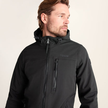 Retner Mens Waterproof Softshell Hooded Jacket - Black