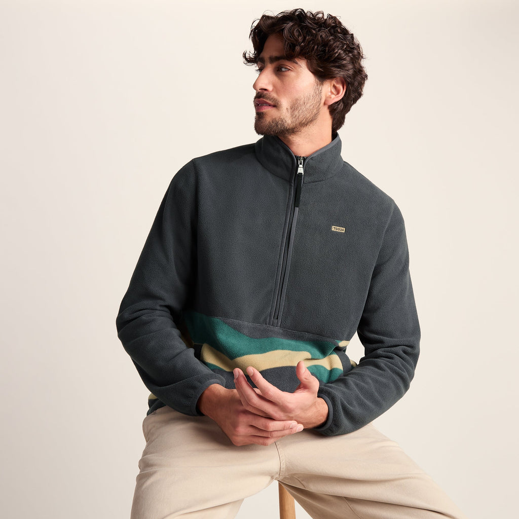 Ryle Mens Relaxed Fit Microfleece Zip Neck - Deep Slate