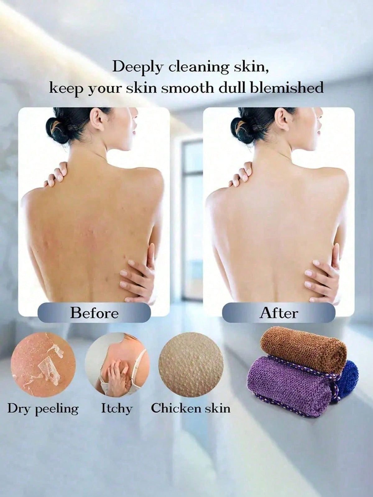 African Style Mesh Exfoliating Long Back Bath Brush Towel Set, With Pull Rope Nylon Back Exfoliating Brush, For Shower, Effective Body Scrub, Makes Skin Smooth, Bathroom Decor, Room Decor, Back To School Dorm Supplies