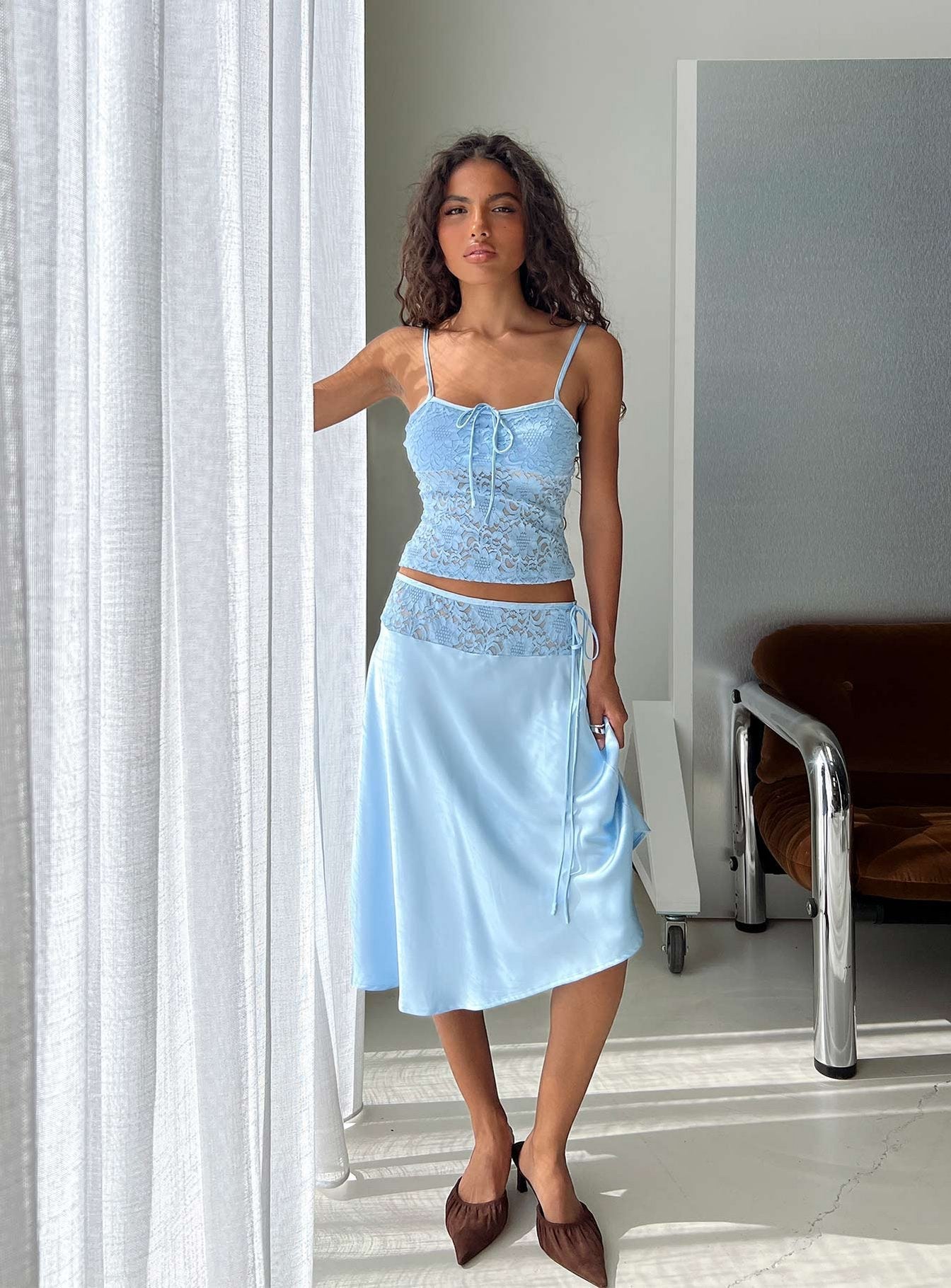 Evlin Lace Cami Top Blue