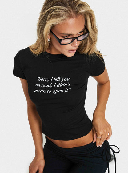 Read Receipts Graphic Baby Tee Black