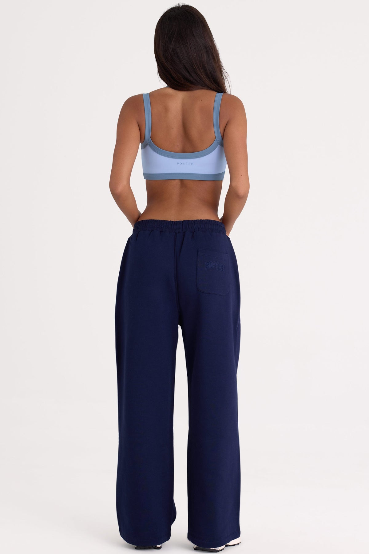 Brushed Jersey Wide-Leg Joggers in Midnight