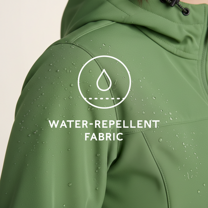 Keld Womens Long Shower Resistant Hooded Softshell Jacket - Dark Matcha