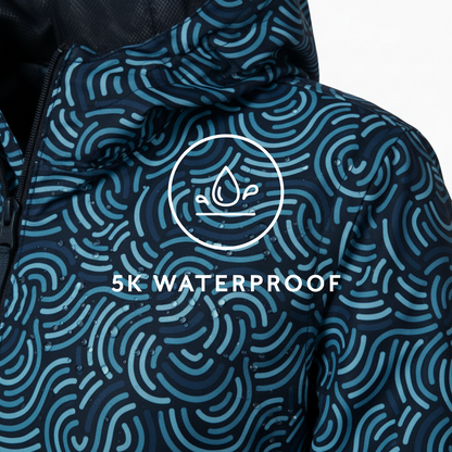 Kilnsey Womens Waterproof Jacket - Smokey Blue Wave Print