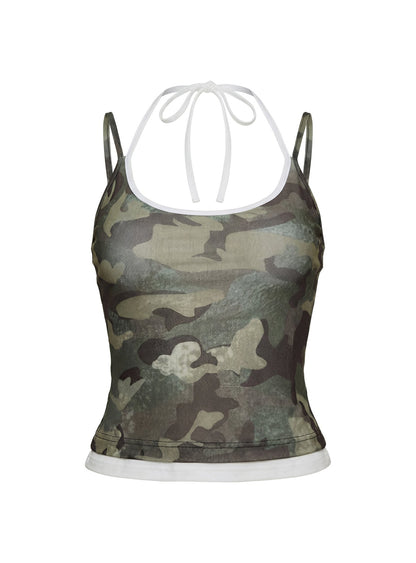 Piera Layered Cami Top Camo