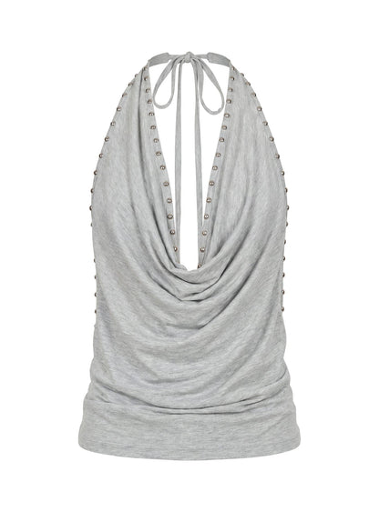 Khoda Studded Halter Top Grey Marle