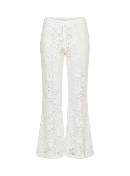 Rosadonna Lace Flare Pants Cream