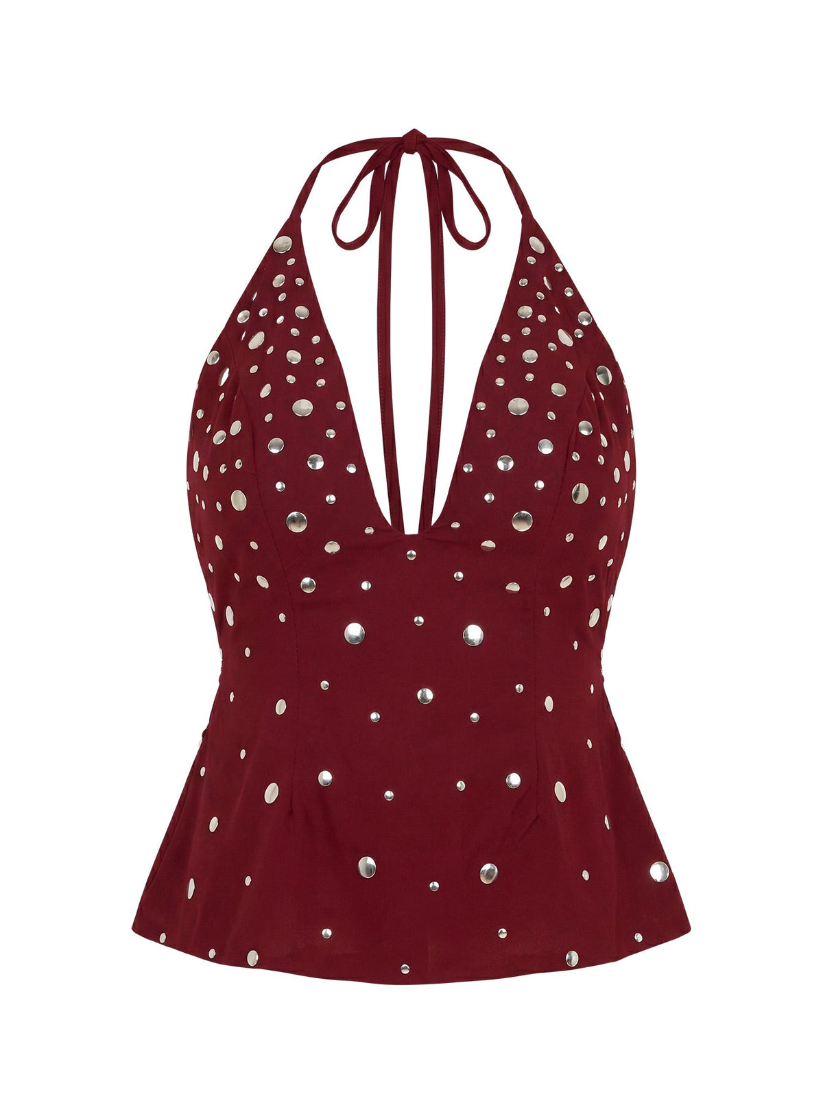 Tekapo Studded V-Neck Top Burgundy