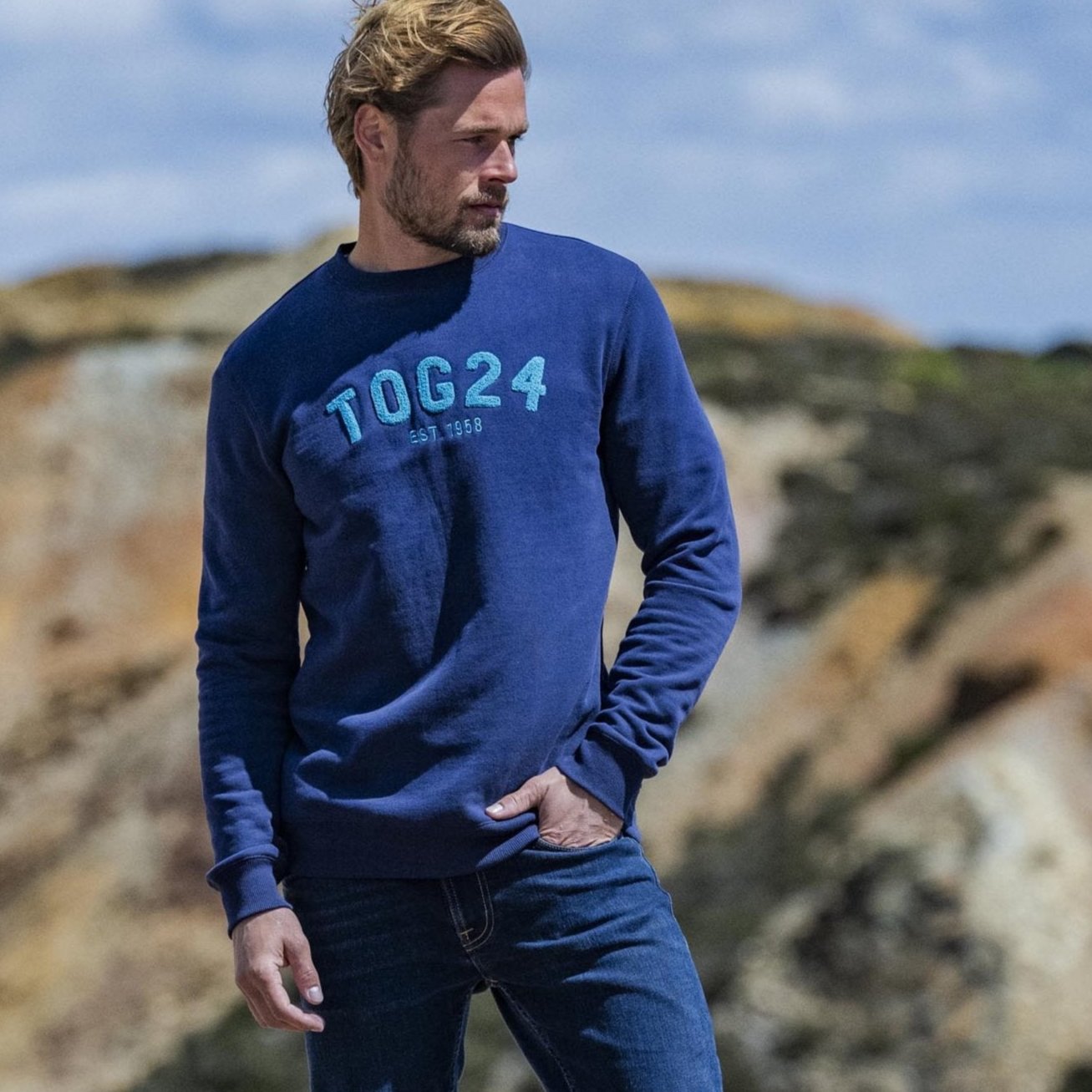 Hawnby Mens Cotton Blend Sweat - Dark Marine