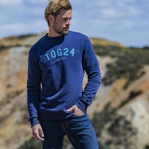 Hawnby Mens Cotton Blend Sweat - Dark Marine