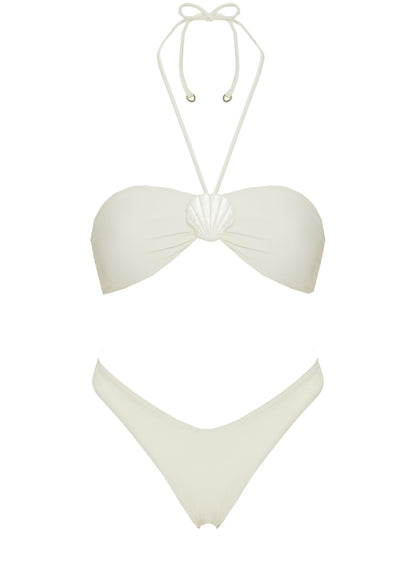 Kylila Halter Shell Bikini Top White