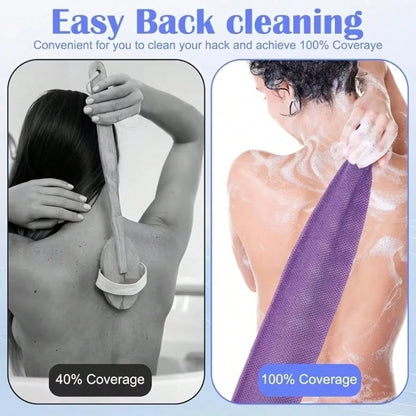 African Style Mesh Exfoliating Long Back Bath Brush Towel Set, With Pull Rope Nylon Back Exfoliating Brush, For Shower, Effective Body Scrub, Makes Skin Smooth, Bathroom Decor, Room Decor, Back To School Dorm Supplies