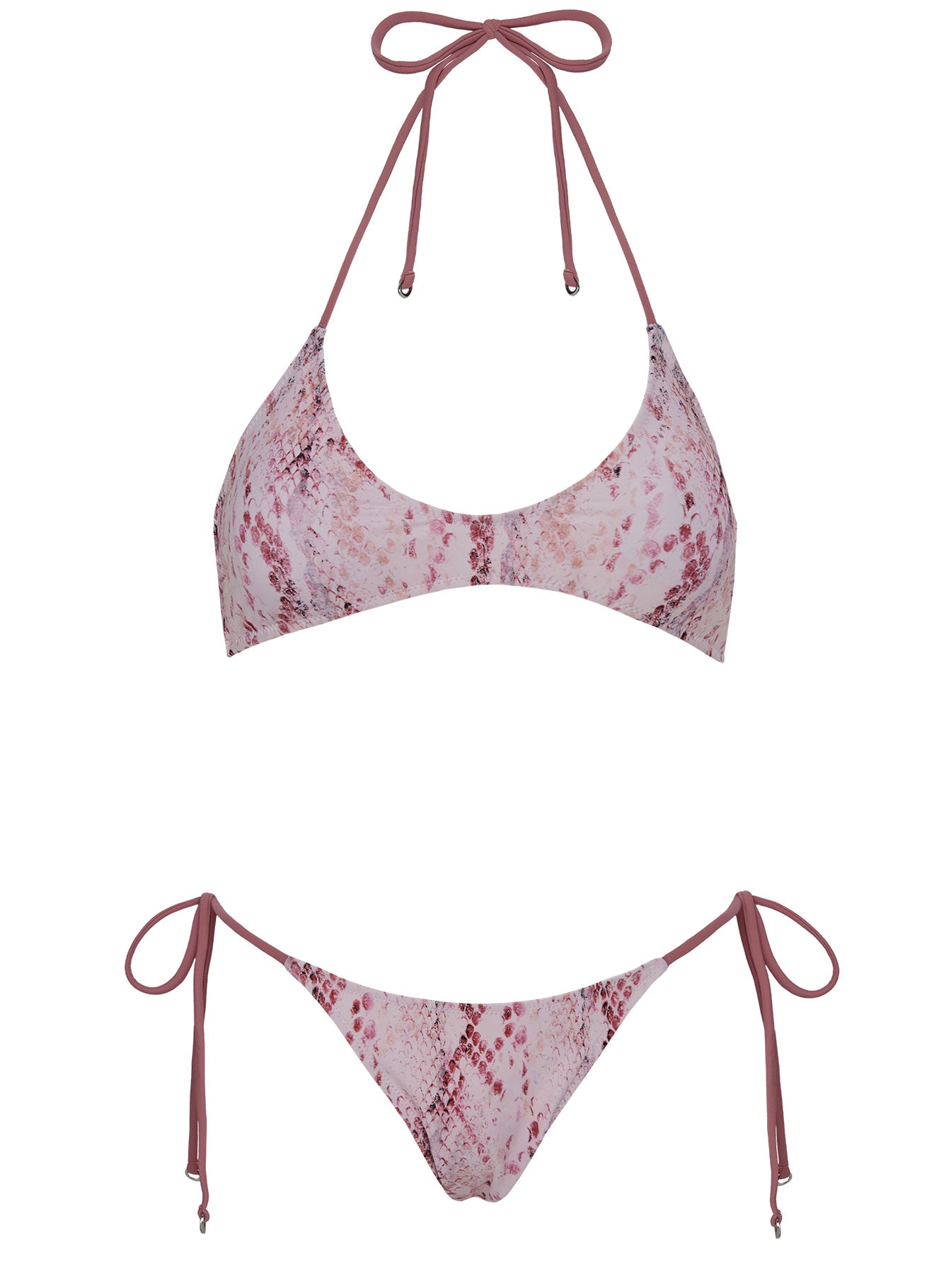 Naysa Tie Side Bikini Bottoms Pink Snake