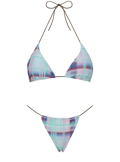 Selbie String Ruched Bikini Bottom Blue Multi