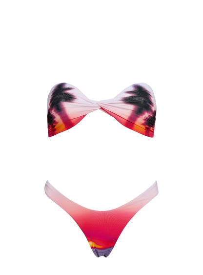 Nevaeh High Cut Bikini Bottoms Sunset Palm