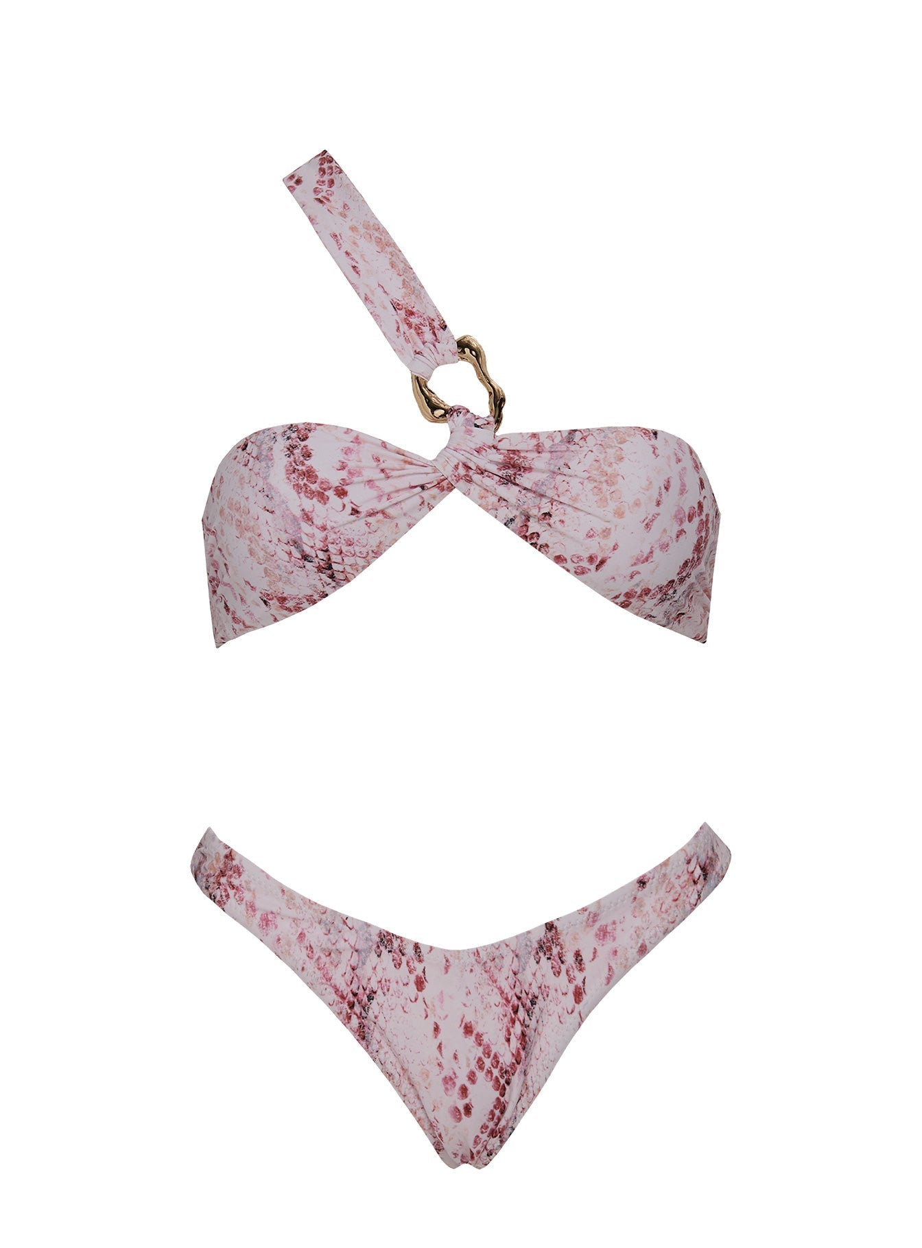 Ellie High Cut Glitter Bikini Bottoms Pink Snake