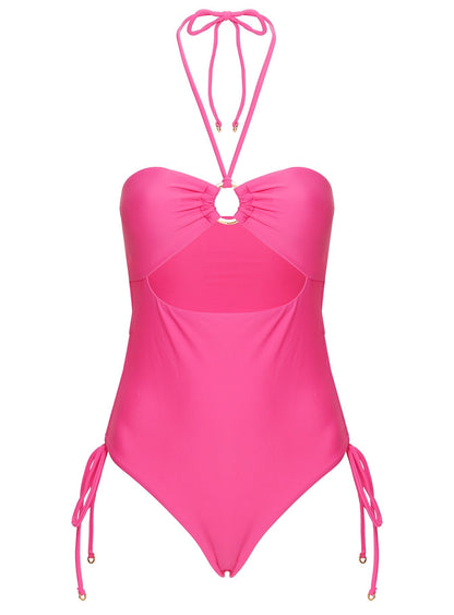 Ubelia Halter Cut Out One Piece Pink