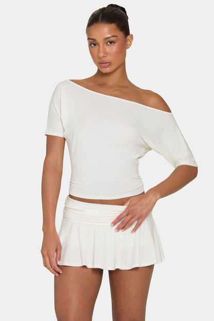 ButterCloud™ Slouchy Off-Shoulder Top in Coconut