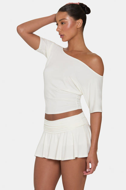 ButterCloud™ Slouchy Off-Shoulder Top in Coconut