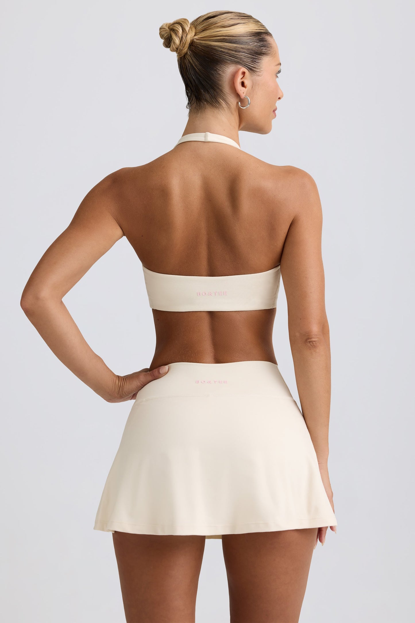 Brushed Jersey Crossover Mini Skort in Vanilla