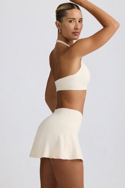 Brushed Jersey Crossover Mini Skort in Vanilla
