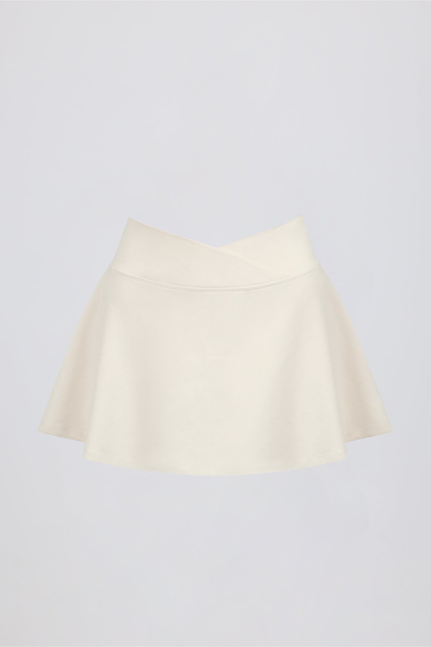 Brushed Jersey Crossover Mini Skort in Vanilla