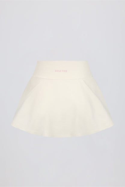 Brushed Jersey Crossover Mini Skort in Vanilla