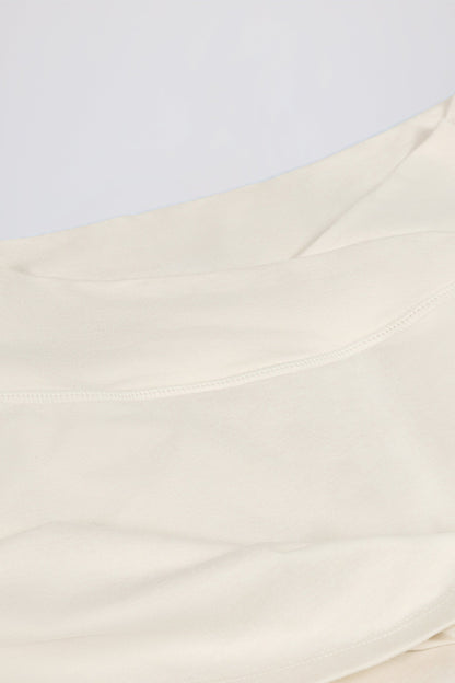 Brushed Jersey Crossover Mini Skort in Vanilla