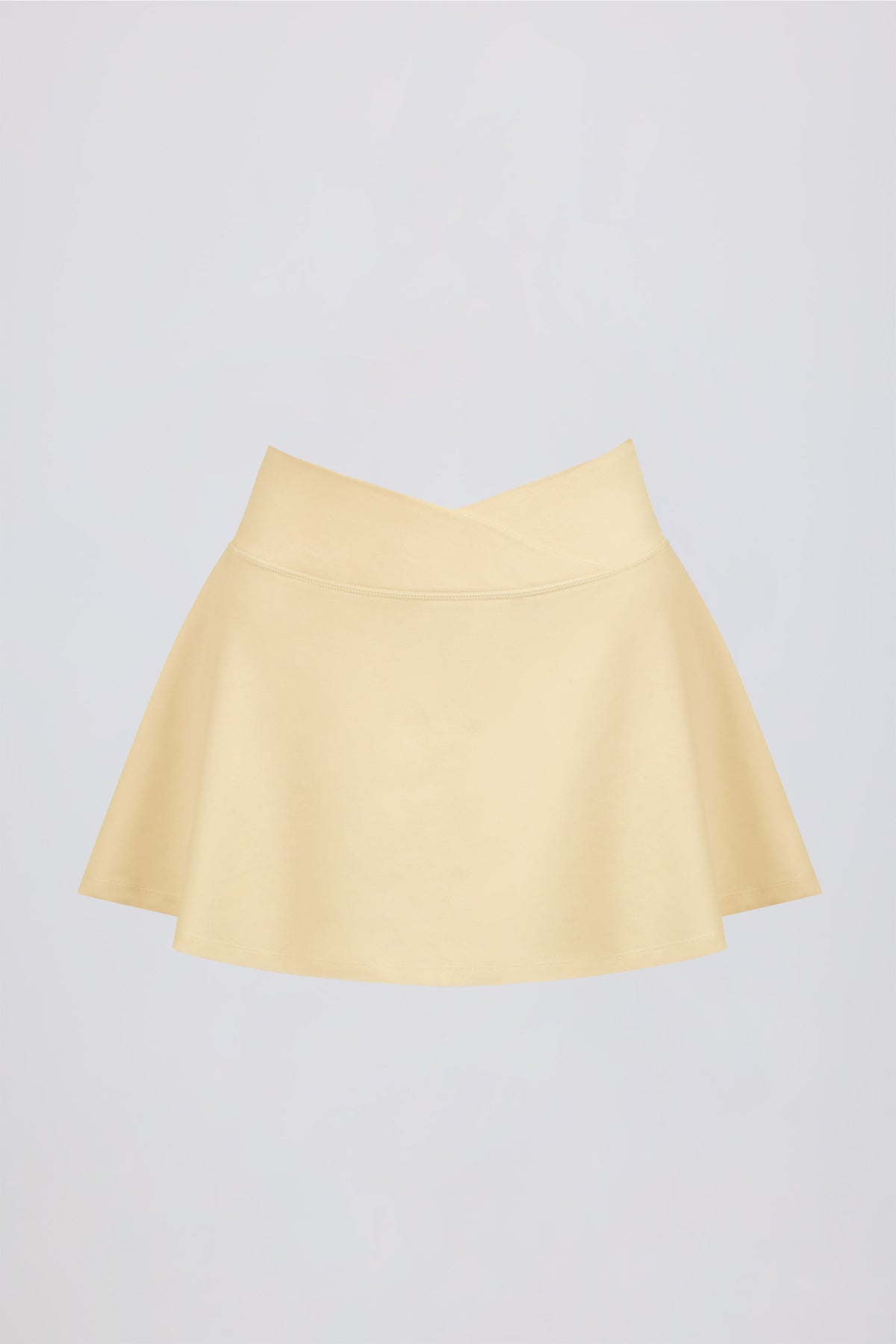 Brushed Jersey Crossover Mini Skort in Lemon Marl