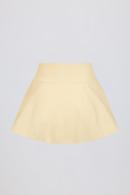 Brushed Jersey Crossover Mini Skort in Lemon Marl