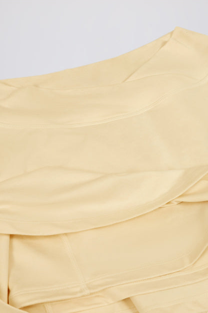 Brushed Jersey Crossover Mini Skort in Lemon Marl