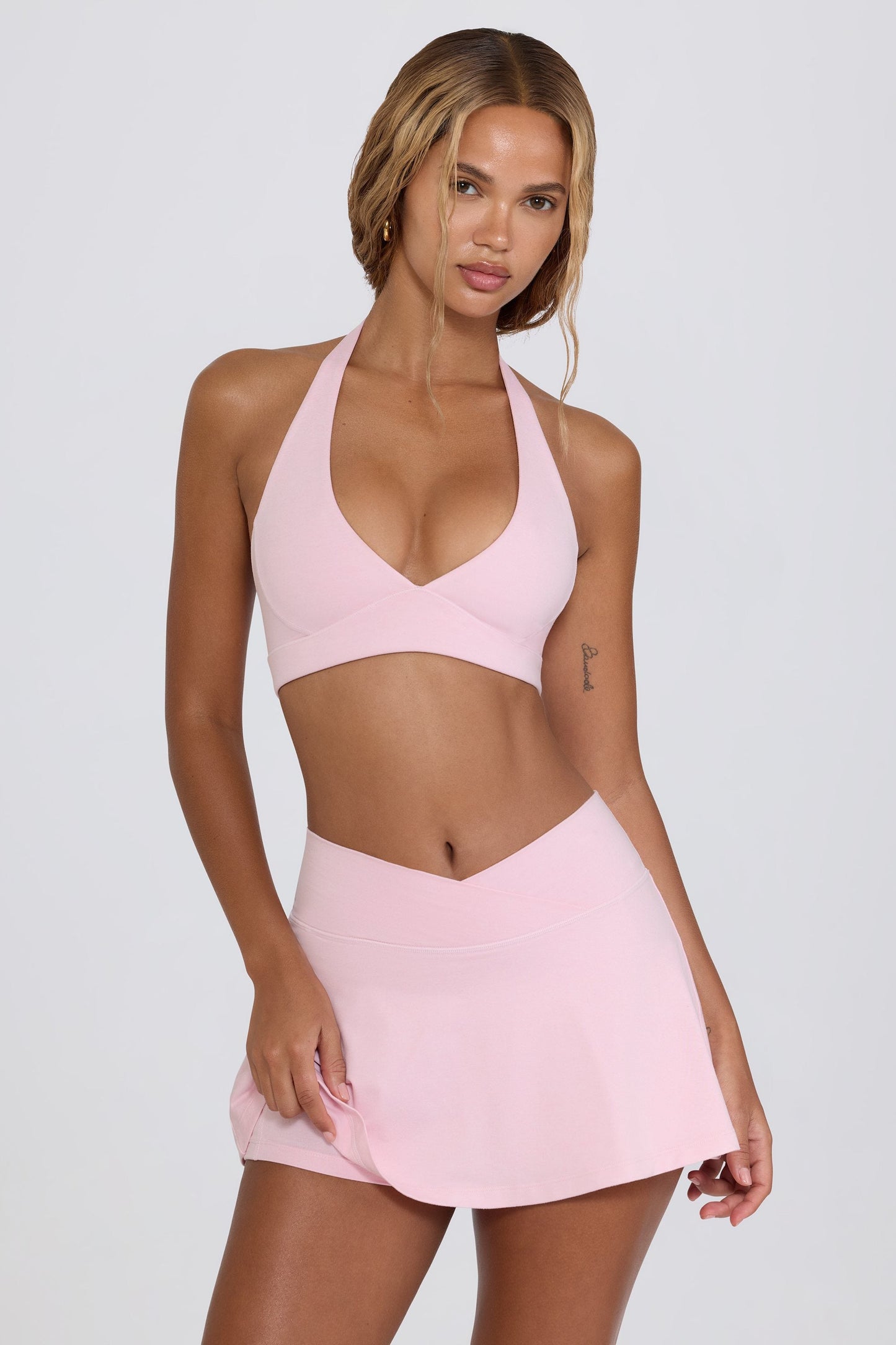 Brushed Jersey Crossover Mini Skort in Bloom