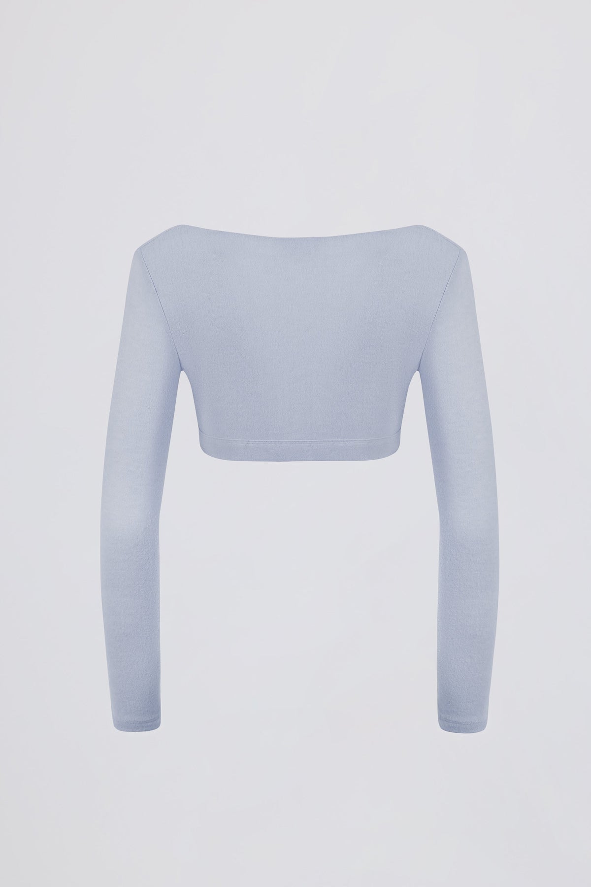 Brushed Jersey V-Neck Crop Top in Soft Blue